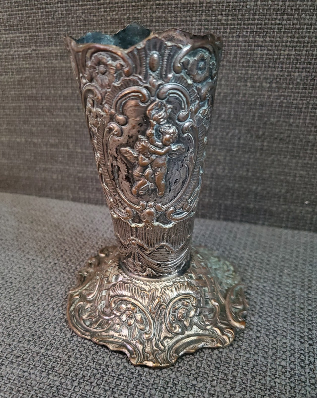 Vintage E. G. WEBSTER & SON, NY ornate silverplated vase(?)-  5 "(+/-) 