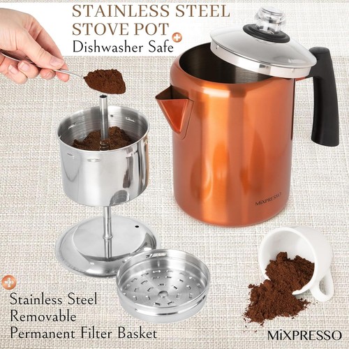 Stainless Steel Stovetop Coffee Percolator, Percolator Coffee Pot, 37oz 5-8 Cup - 第 8/8 張圖片