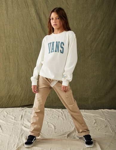 VANS Crest Big Kids Girls' Crewneck Graphic Sweatshirt (Cream) Size Small - Picture 2 of 4