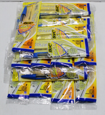 BIC Cristal Ball Pen, Medium Point Blue, 17-Count Individually Bagged FAST SHIP