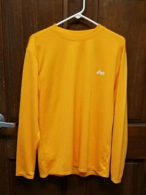 ASICS Men's Activewear Long Sleeve Waffle Shirt Golden Yellow Orange Size M 