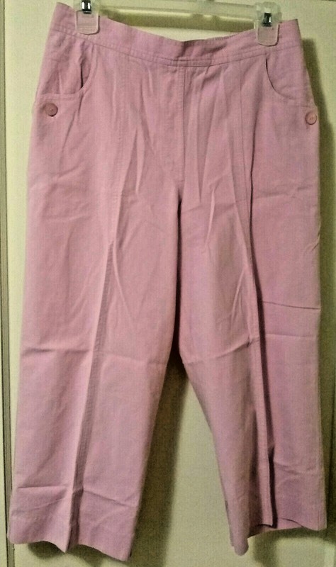 ALFRED DUNNER MAUVE PINK CROPPED CAPRI Pull On Pants ELASTIC WAIST FLAT FRONT 8