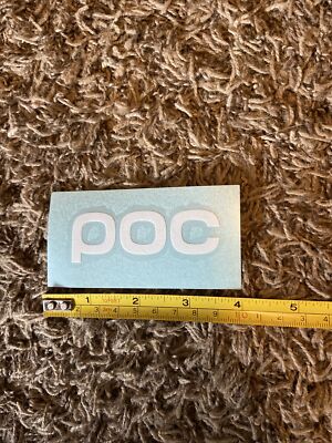 POC Sports STICKER Decal DIE CUT NEW Snowboard Ski Helmet Goggles White Aprx 4 