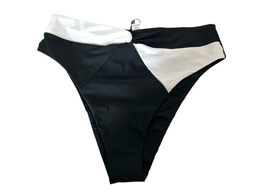 Parte inferior de bikini Relleciga corte alto blanco y negro talla XL NUEVA CON ETIQUETAS - Imagen 1 de 6