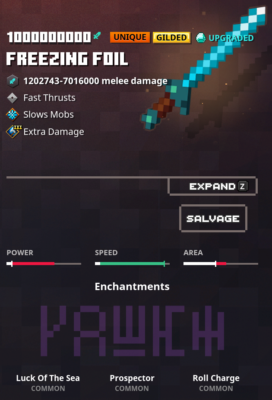 Minecraft Dungeons FREEZING FOIL UNIQUE *(Xbox) (PS5) (PS4