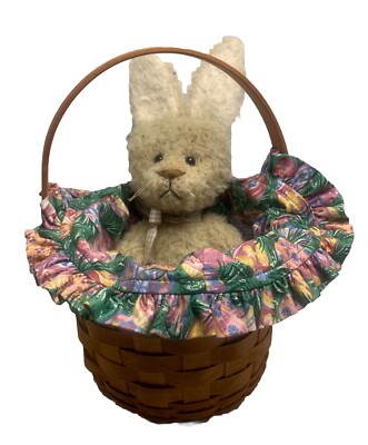 Longaberger Easter Basket W/Mohair Bunny Back Road Bears 10 Plush-Daphne Blau
