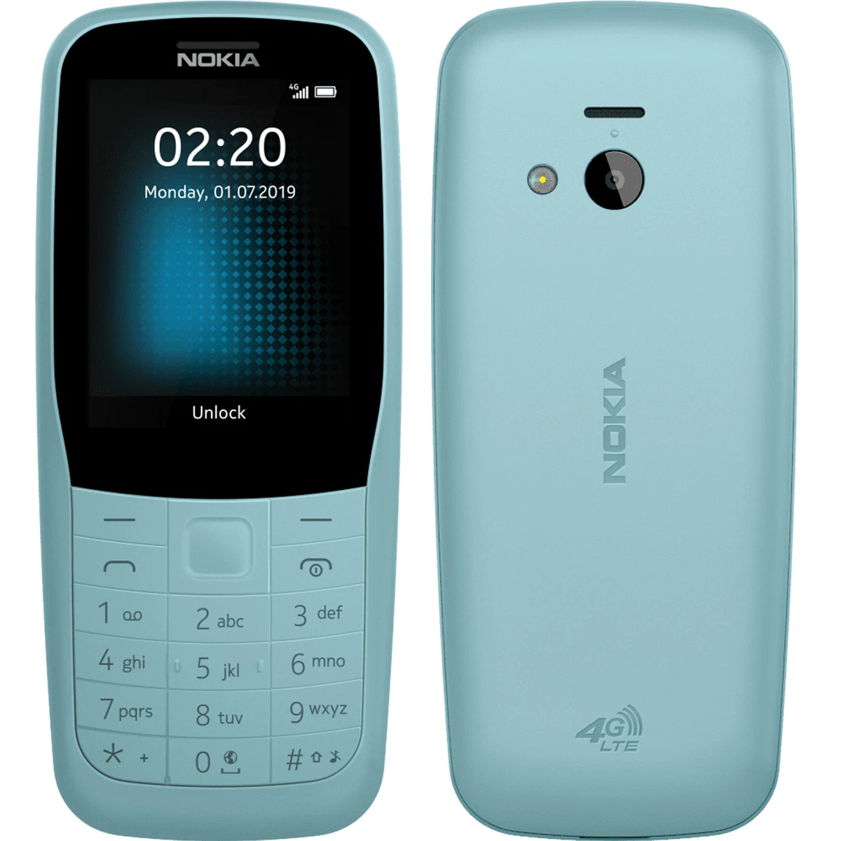 Original Nokia 220 Dual SIM Bluetooth Factory Unlocked LTE 4G Feature Phone Blue