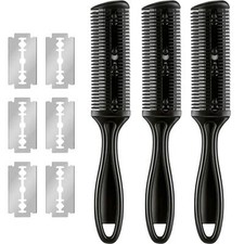 3 Pieces Razor Comb with 10 Razors Hair Cutter Cutting Black