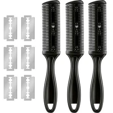 	3 Pieces Razor Comb with 10 Razors Hair Cutter Cutting Black	
