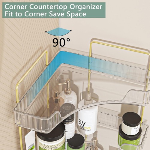Corner Bathroom Counter Organizer 3 Tier Bathroom Countertop Organizers Shelf Ma - Picture 6 of 9