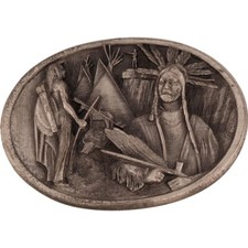 Native American Indian Chief Southwest Peace Pipe Hippie Vintage Belt Buckle