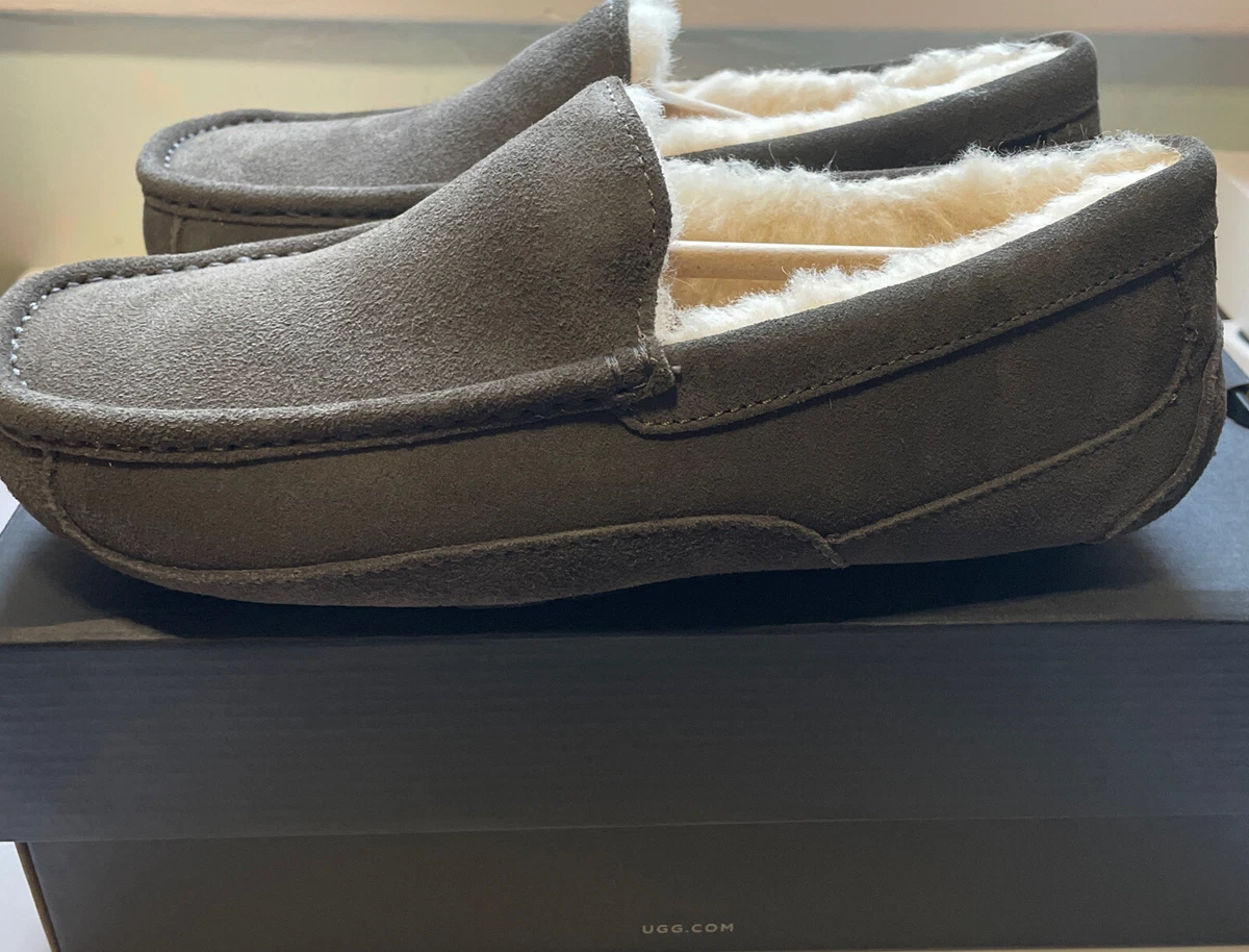 NIB UGG Mens Ascot Slippers Wool Hard Bottom Moccasin Shoes