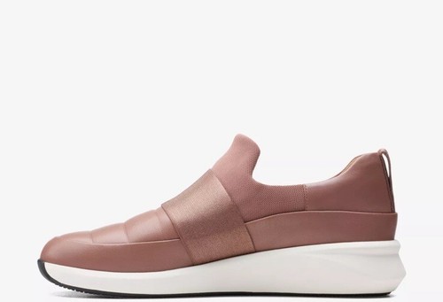 Clarks Un Rio Lo Lad Dark Blush Leather Slip On Trainers UK 5.5 D EU 39. - Picture 2 of 6