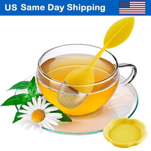 Silikon Blatt Tee-Ei Edelstahl Kräuter Gewürz Filter Diffusor - Bild 12 von 43