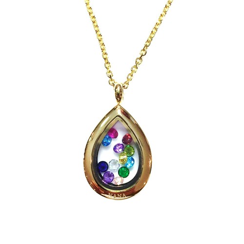 NANA Simulated Birthstone Stainless Steel Mothers Locket Pendant NEW with chain - Bild 8 von 9