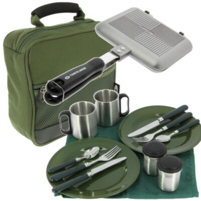 NGT Toastie Maker Sandwich Toaster UND DELUXE Besteck Set Karpfenangeln Camping 