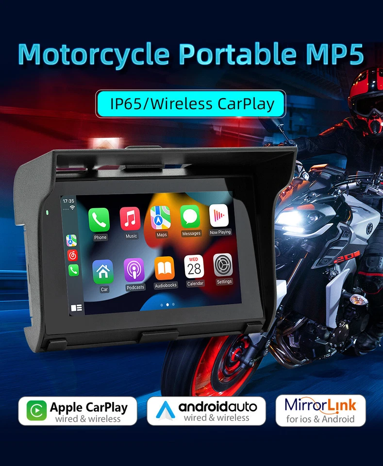Motorcycle GPS Navigator 5in MP5 Player For Apple Carplay Android Auto Portable - Image 3 of 4