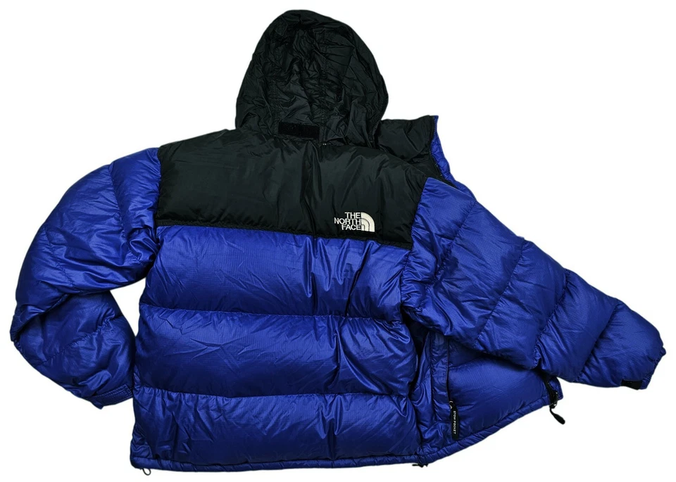 HOT VTG Men's THE NORTH FACE @ 700 NUPTSE QUILT DOWN HOODED PUFFER BLUE Jacket S - Image 4 of 4