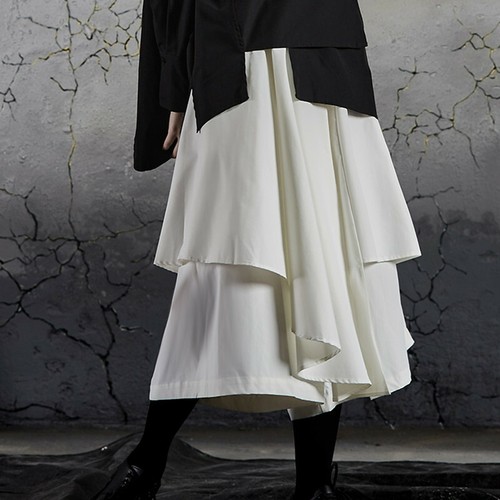 Japanese Women Harajuku ruffle skirt high waist irregular concise dress spring