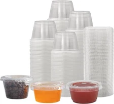 4 oz PP Plastic Portion Cups/Souffle Cups - Clear - with Lids