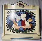 Wood Bread Box 1980's Blue Country Trim Granny Core Tole Painting Baker Couple