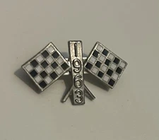 Vintage 1963 Two Flag Checkered Racing Lapel Pin Hook-Fast USA