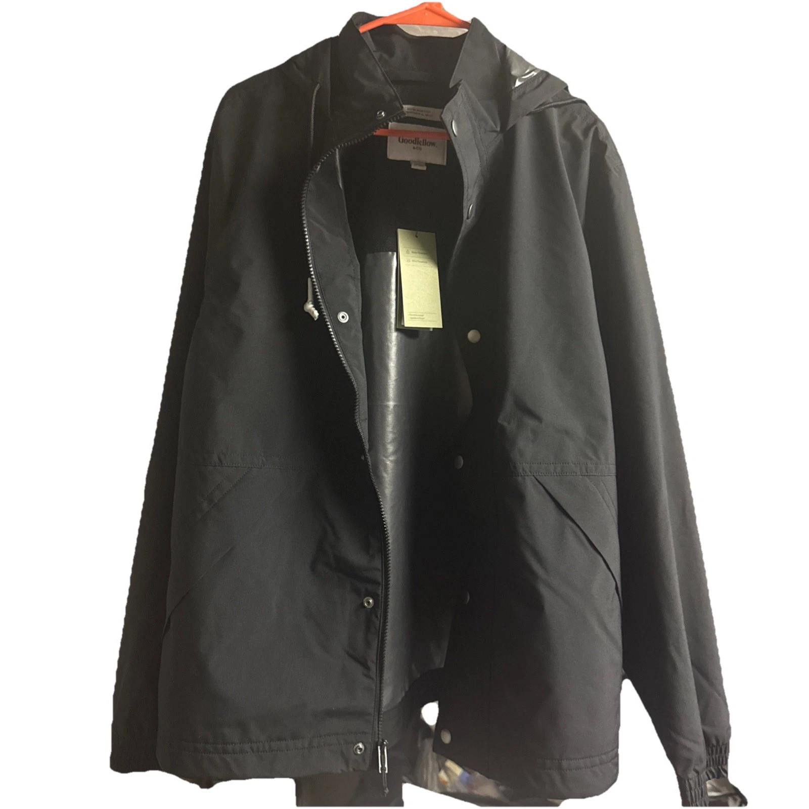 NEW BLACK WIND BREAKER JACKET ZIP-BUTTON