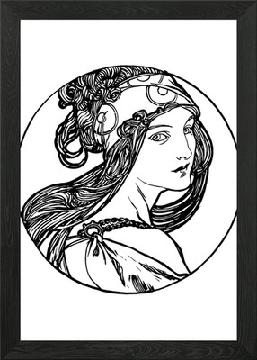 Alphonse Mucha Portrait gerahmtes Wandbild Poster Leinwanddruck Bild