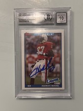 Herman Moore Signed 1991 Topps Detroit Lions Rookie Card Beckett Grade 10 Slab. rookie card picture