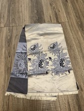 Vintage Saks Fifth Avenue Woven In France Blue White Floral Scarf