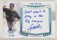 2019 Leaf Trinity Auto Inscriptions Blue 17/20 Cody Bolton #A-CB3 Auto 7qg