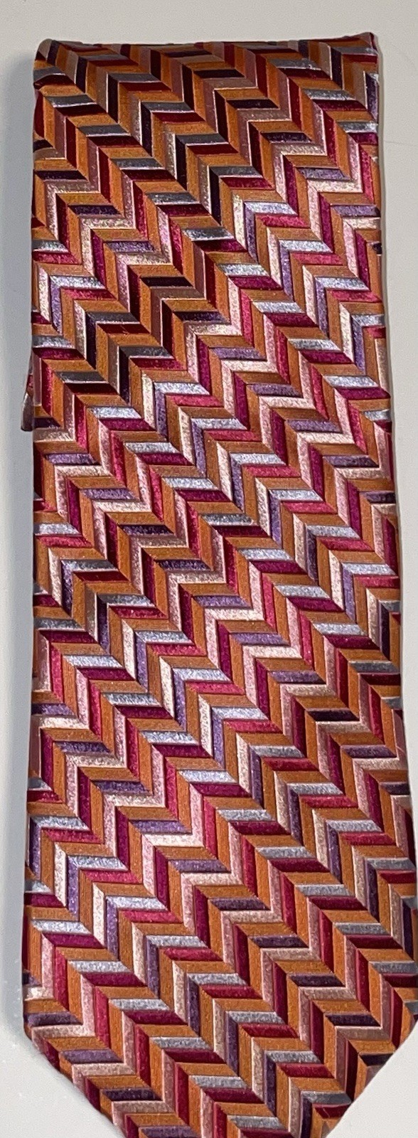 Ike Behar Orange/Multicolor Zig Zag Pattern Textu… - image 4