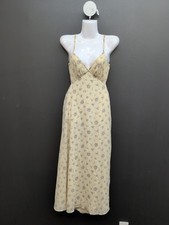 Forever21 Sleeveless Floral Print Backless Maxi Dress Size Small Yellow