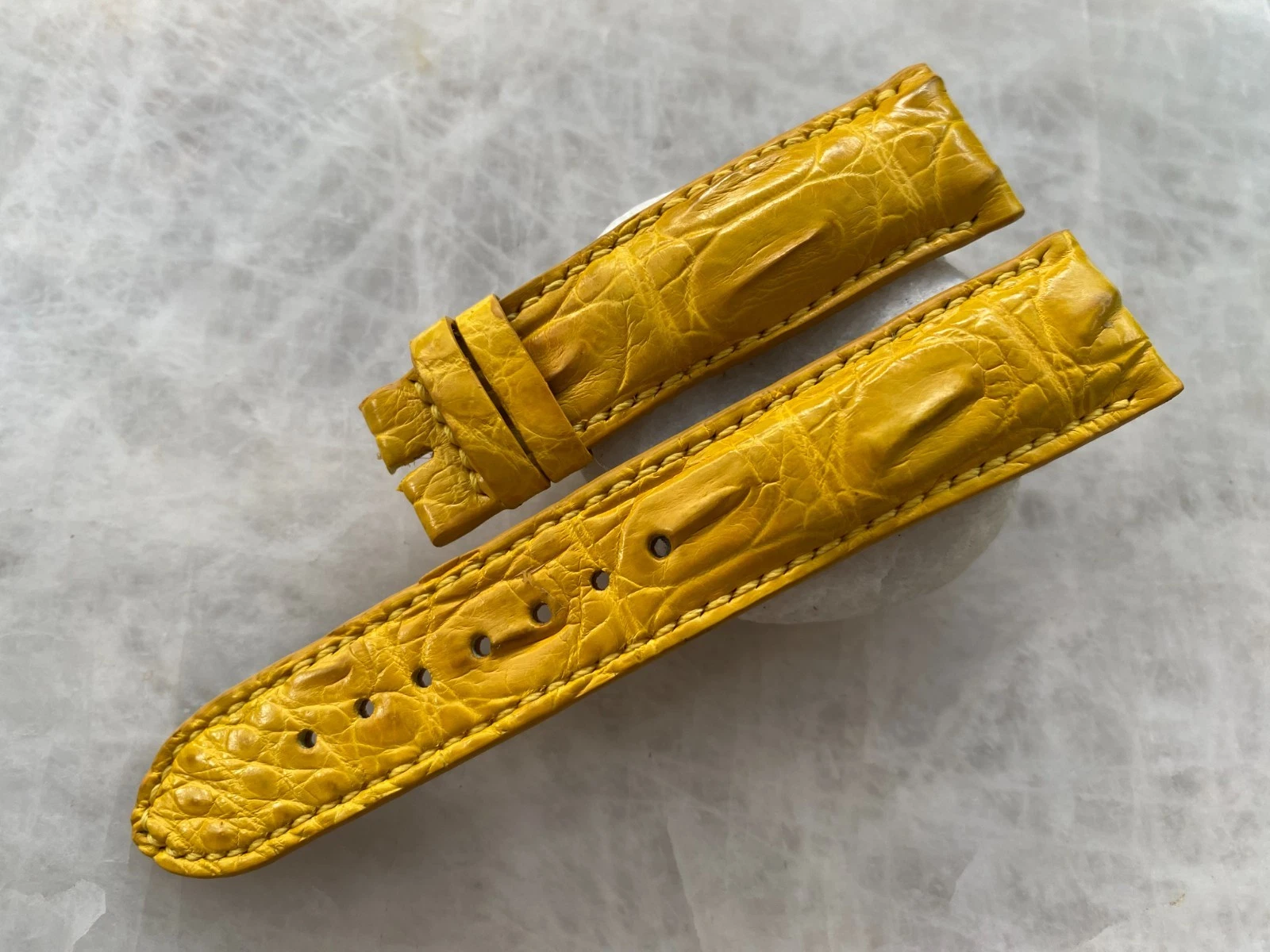 20mm/18mm Yellow Alligator Crocodile Print Leather Watch Strap Band