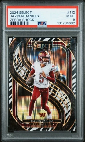 2024 Panini Select - Premier Level Jayden Daniels Zebra Shock Prizm (RC) - PSA 9