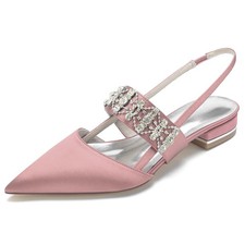 Women Pointed Toes Flat Heel Fashion Rhinestone Strap Wedding Shoes Bridal Shoes