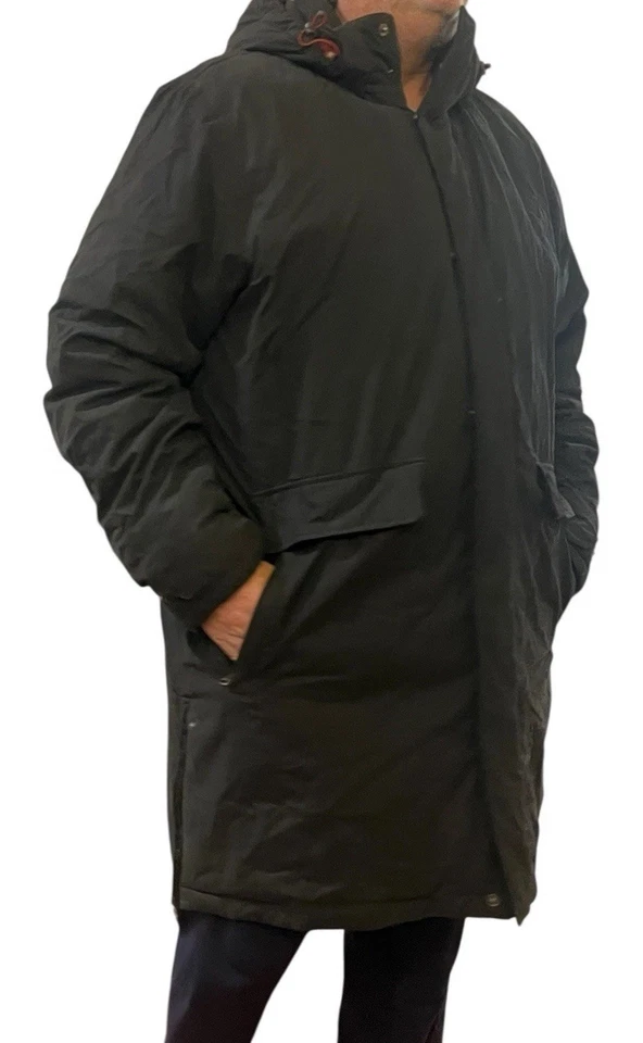 Men's Black Lands End Goose Down Hooded Long Parka Puffer Commuter Coat XXL-T - Image 4 of 4