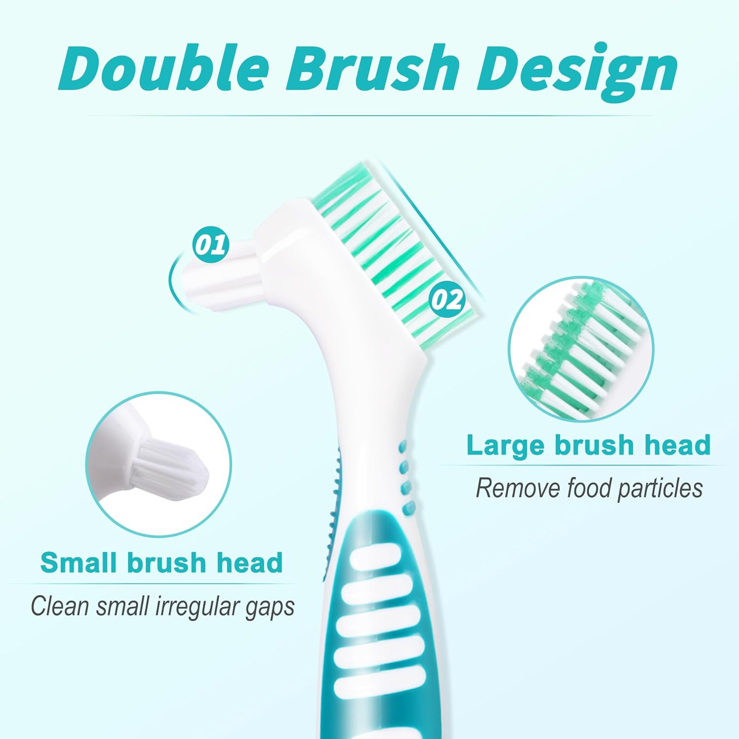6 Pcs Denture Brush Set for False Teeth with Double-Sided Design, 4 Colors
