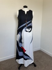 Women's Medium Sleeveless Maxi Dress – Artistic Face Print, Side Pockets