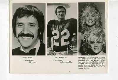 Sonny Bono-Burt Reynolds-Connie Stevens-6.5x8.5-B&W-Still