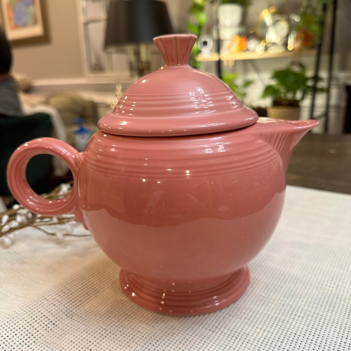 Fiesta Rose Pink Teapot w/ Lid Homer Laughlin Large Ring Handle