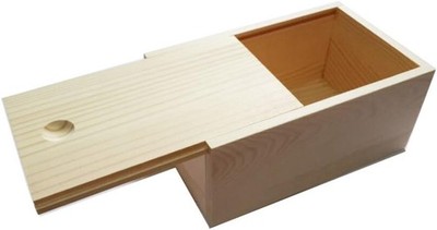 Unlackierte Aufbewahrungsbox aus Holz mit Schieberteil 