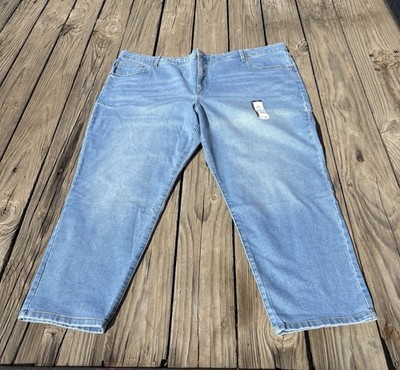 Terra & Sky Women s High Rise Straight Leg Jeans Light Wash Size 26W Petite New