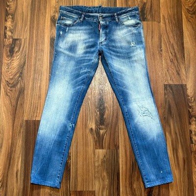 Dsquared² Slim Fit Distressed Stretch Denim Jeans S71LA0750  Blue Mens