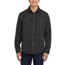 Chaps Men's Regular Fit Knit Flannel Shirt, Black SUPER SOFT Size M,L or XL NWT