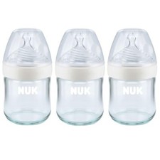 Baby Bottles Glass 4 oz 3 Pack Clear White NUK Simply Natural 69632
