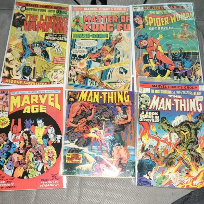 Marvel Comics Bronze Age Comic Book Lot Man-Thing Spider-Woman Shang-Chi