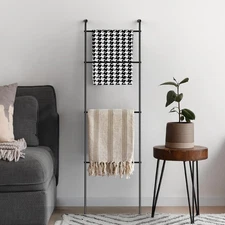 4-Tier Blanket Ladder Decorative Towel Rack Holder for Bathroom, Wall Leaning...