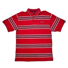 Vintage Mecca Polo Shirt Mens Large Red Striped Short Sleeve Casual 90s Hip Hop