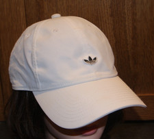 Womens Adidas Originals Relaxed Nylon White/Black Trefoil Strapback Hat OSFW
